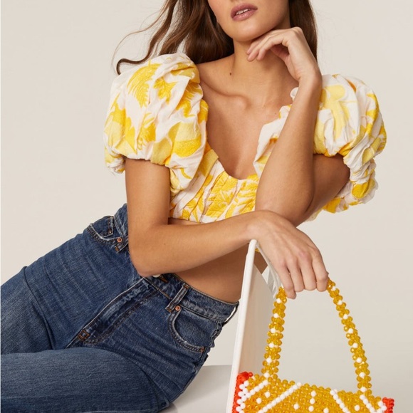 Susan Alexandra Orange and Yellow Mini Bag with Geometric Beadwork - Picture 4 of 4